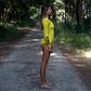 Side view of JANGAX-ZIP Highercut wetsuit – yellow – 2mm for warm water