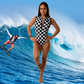 Surf action – women's JANGA CHECKERS 2mm wetsuit for 18–23°C waters