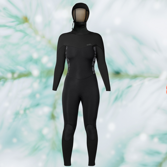 XCEL Axis Hooded 5/4mm women's wetsuit front view