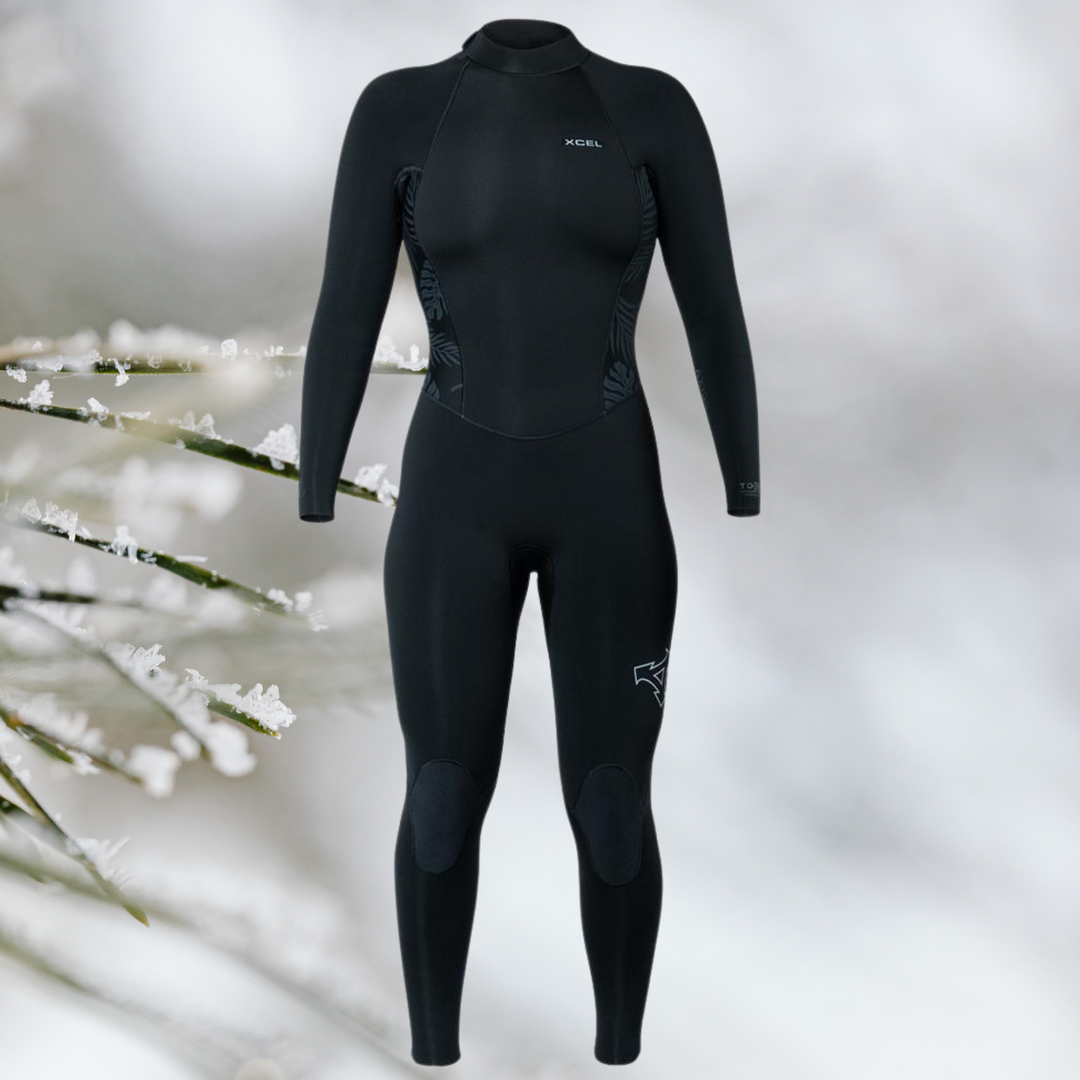 front view  winter XCEL Axis 5/4mm  oceno material  wetsuit 