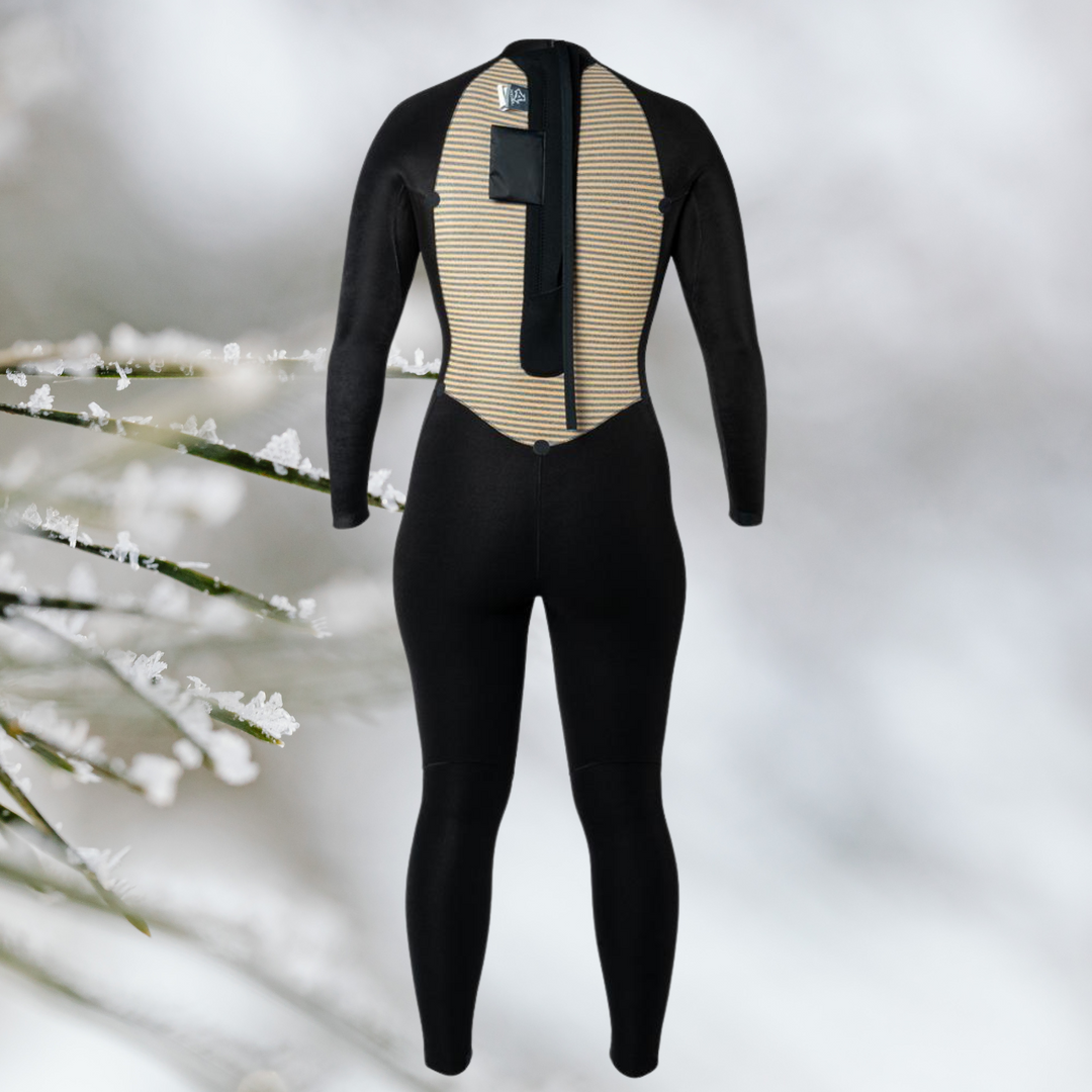 inside view womens XCEL Axis 5/4 back zip wetsuit for surfing kitesurfing