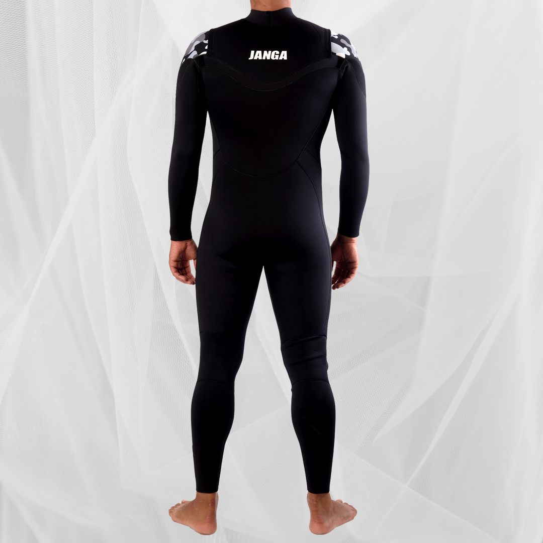 back view Limited edition JANGA ACID men’s wetsuit in black