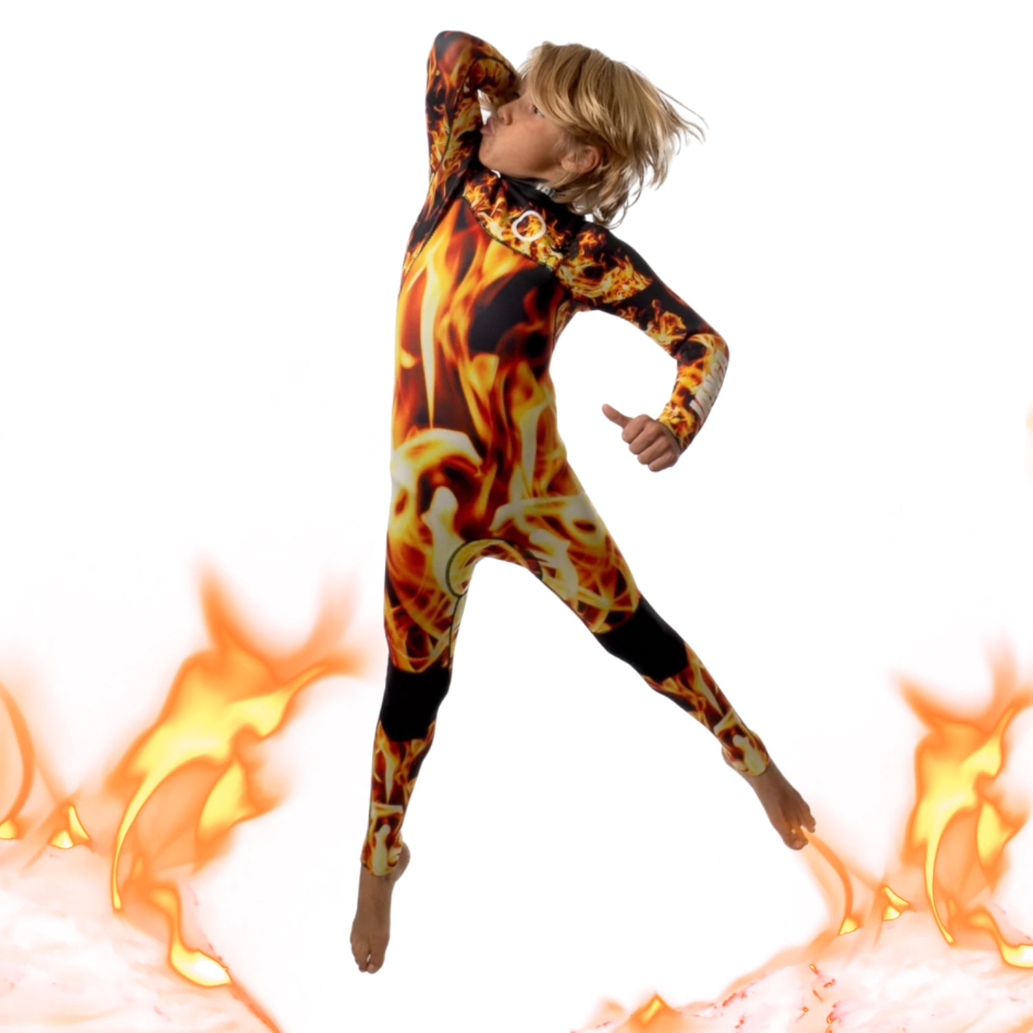 Wetsuit  JANGA CHOSEN FIRESTARTER 4/3mm kids  in action surftattoo