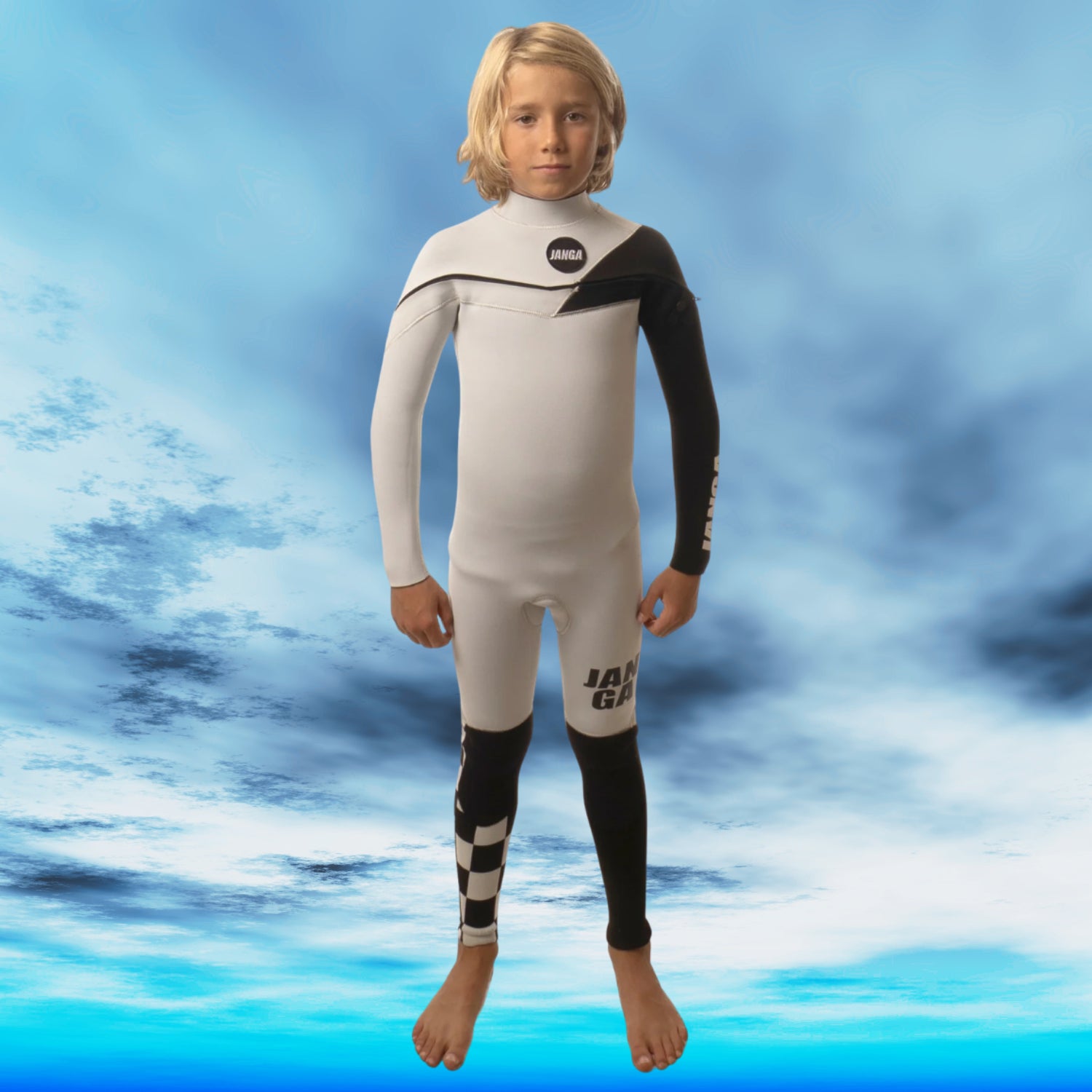 Wetsuit kids  JANGA PLUS X  SERIES 4/3mm white surftattoo