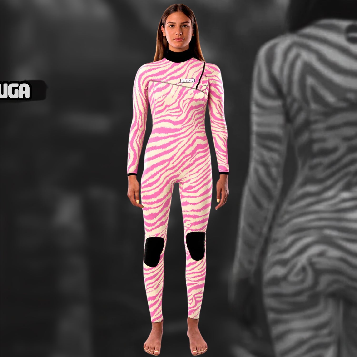 women’s wetsuit JANGA ZEBRA 3/2mm free Zip front view