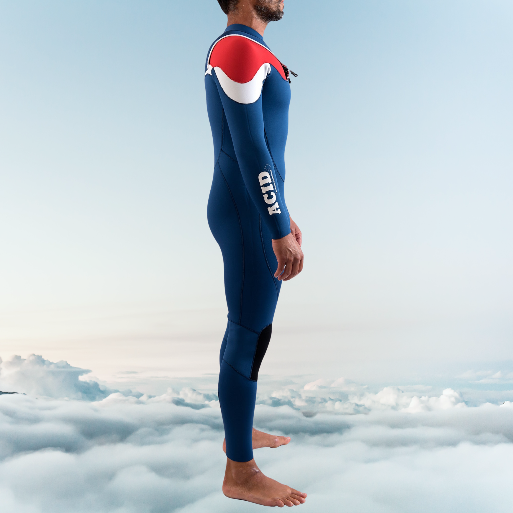 side view Limited edition JANGA ACID men’s wetsuit in navy
