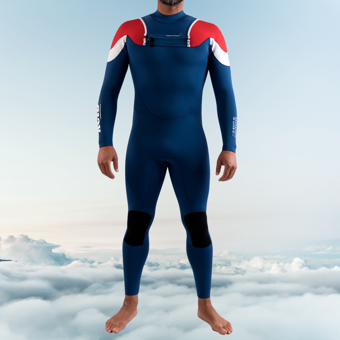 JANGA ACID navy wetsuit 4/3 mm reinforced kneepads detail