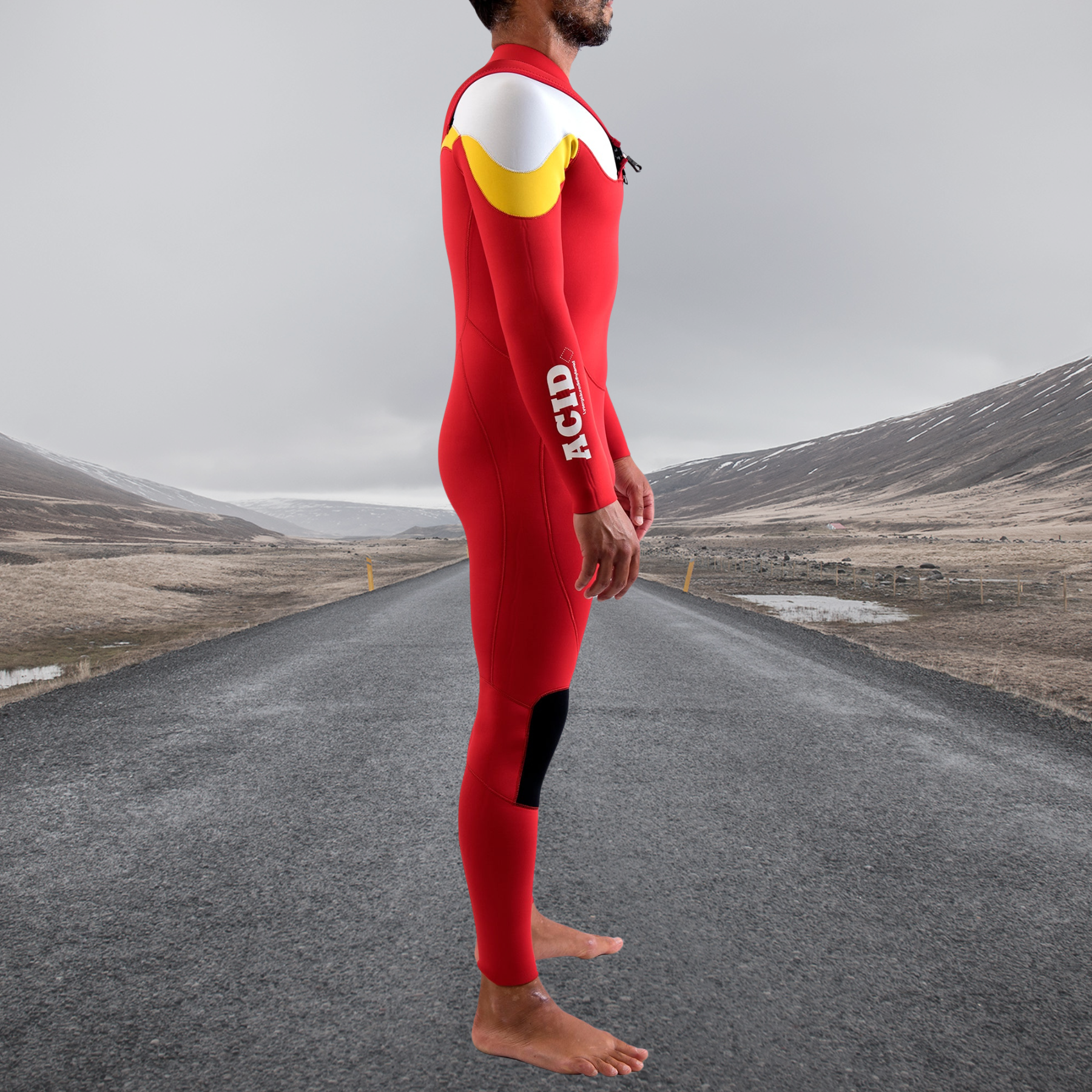 side view of men’s JANGA ACID premium Yamamoto wetsuit