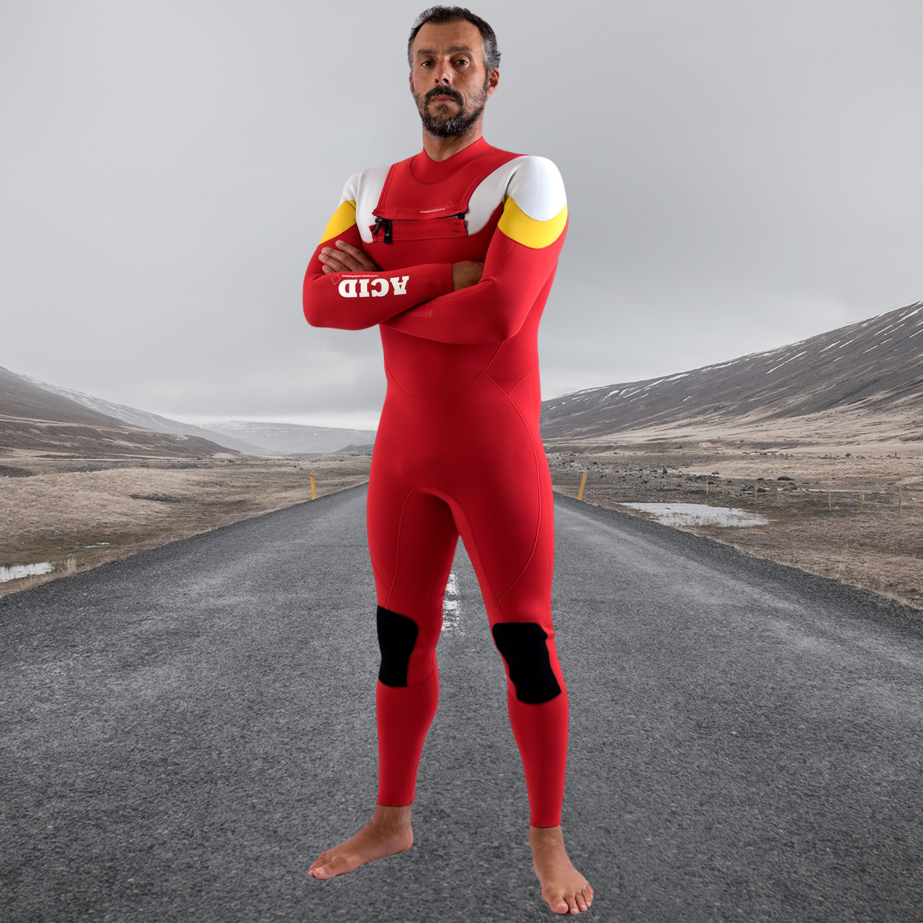 Wetsuit men wth Thermal fleece lining inside  in JANGA ACID Chest Zip 