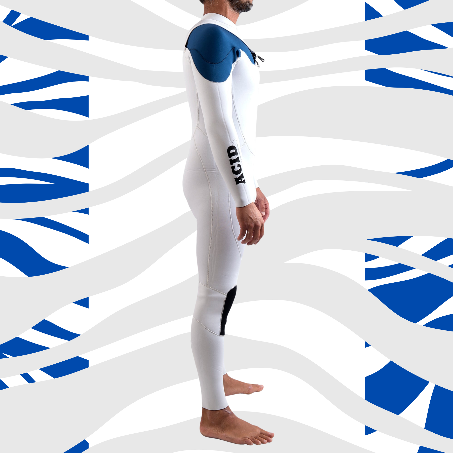 side view 4/3 mm wetsuit white 