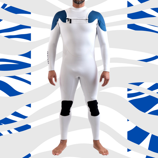 font view of JANGA ACID handmade neoprene wetsuit chest zip entry