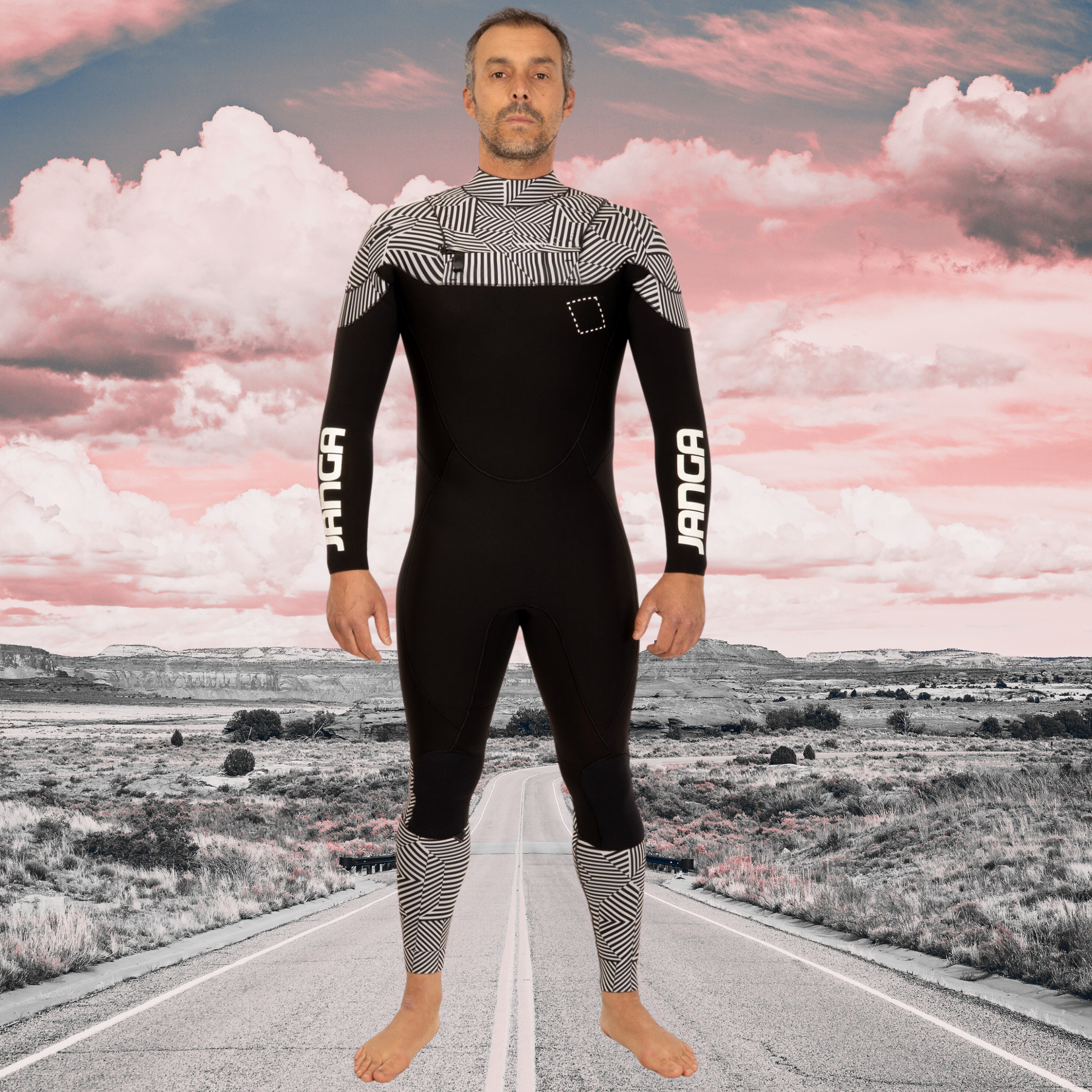 Men Wetsuit JANGA Acid Lite 4/3mm black  front zip
