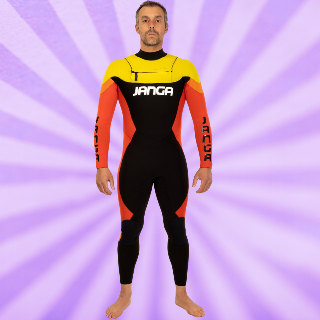 front view of men Wetsuit JANGA Acid Lite 4/3mm Red| SurfTattoo