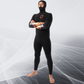 Surfer in Men's JANGA Firestarter Hooded 4/3mm wetsuit in cold water