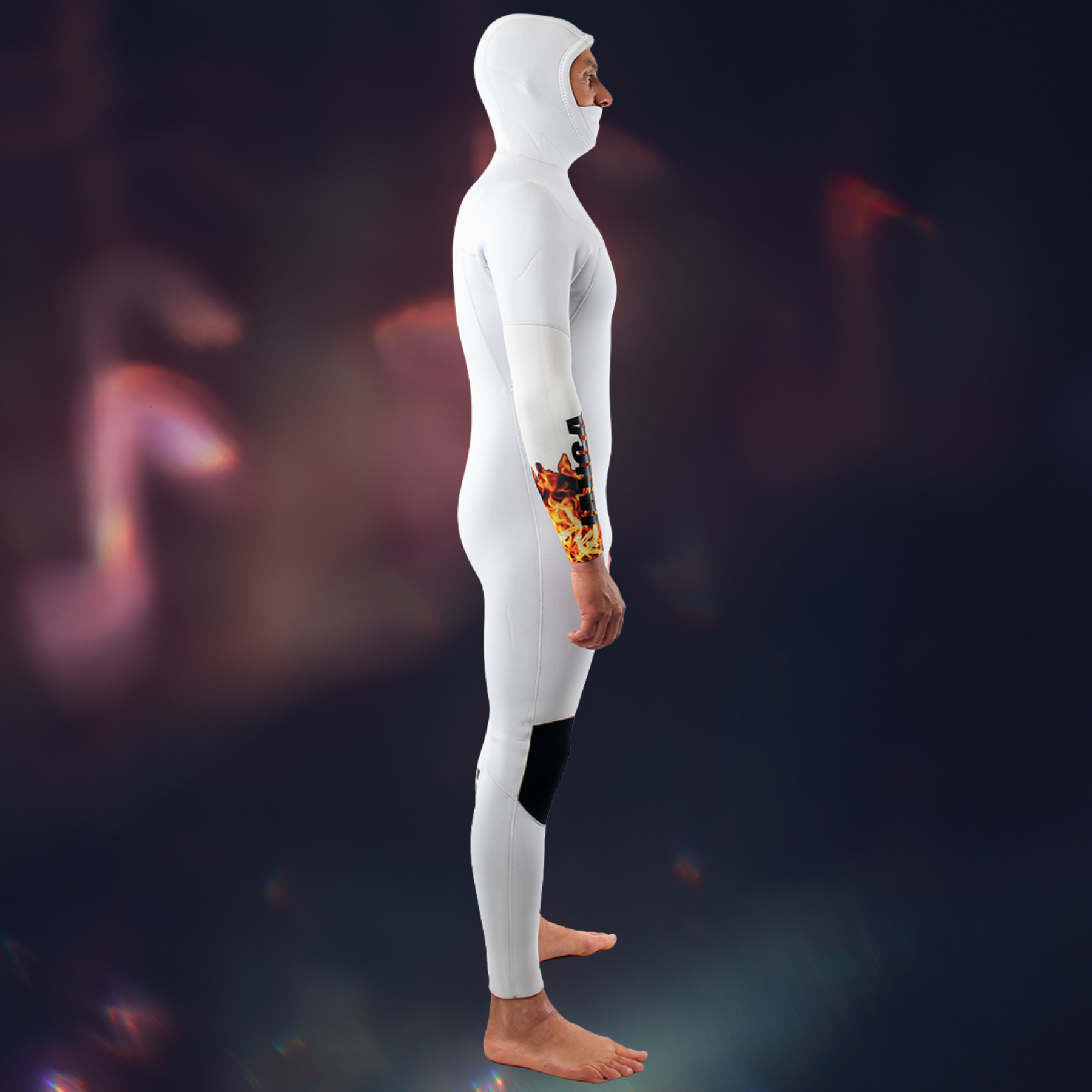 Side view of integrated hood – JANGA Firestarter 4/3mm men’s wetsuit