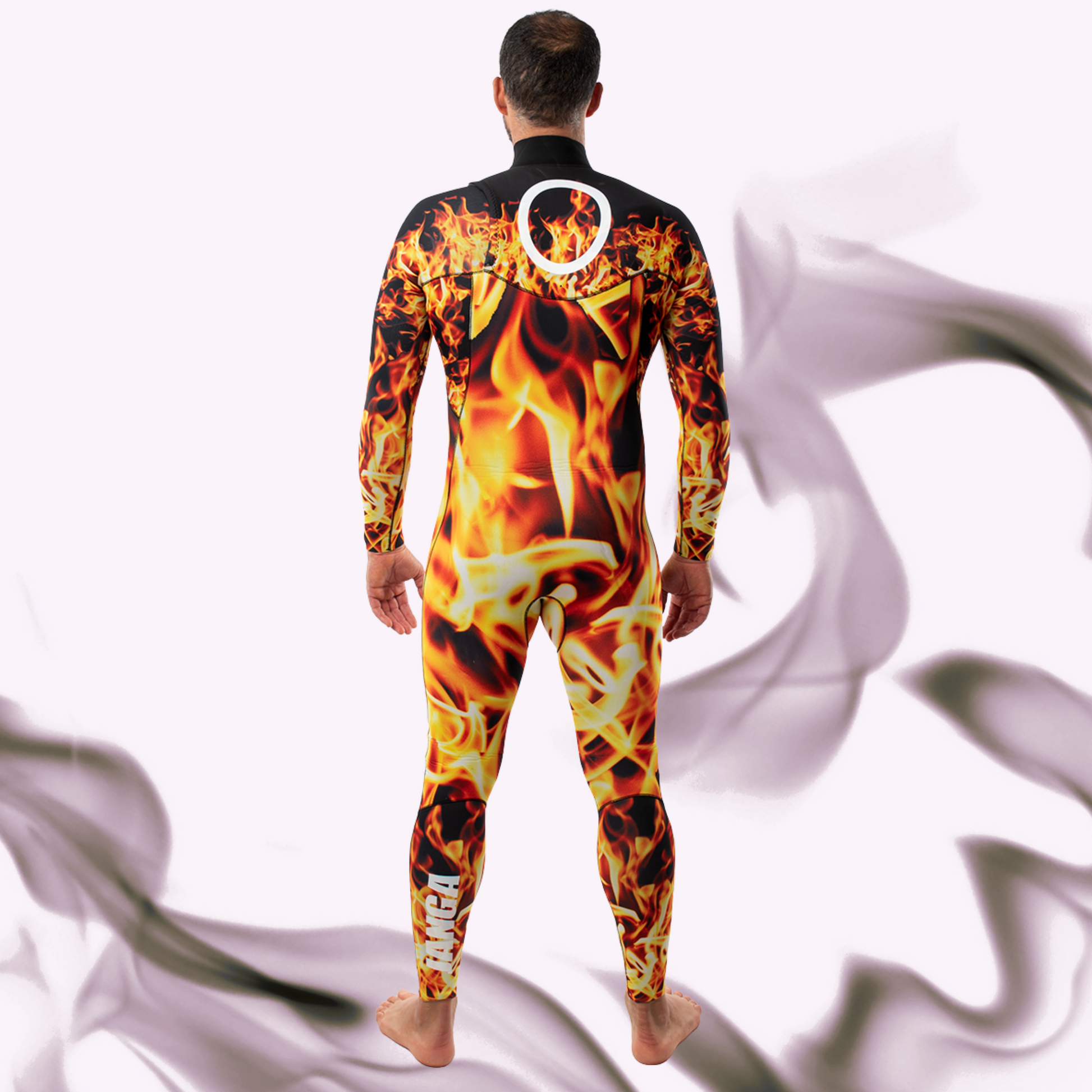 back view fire wetsuit