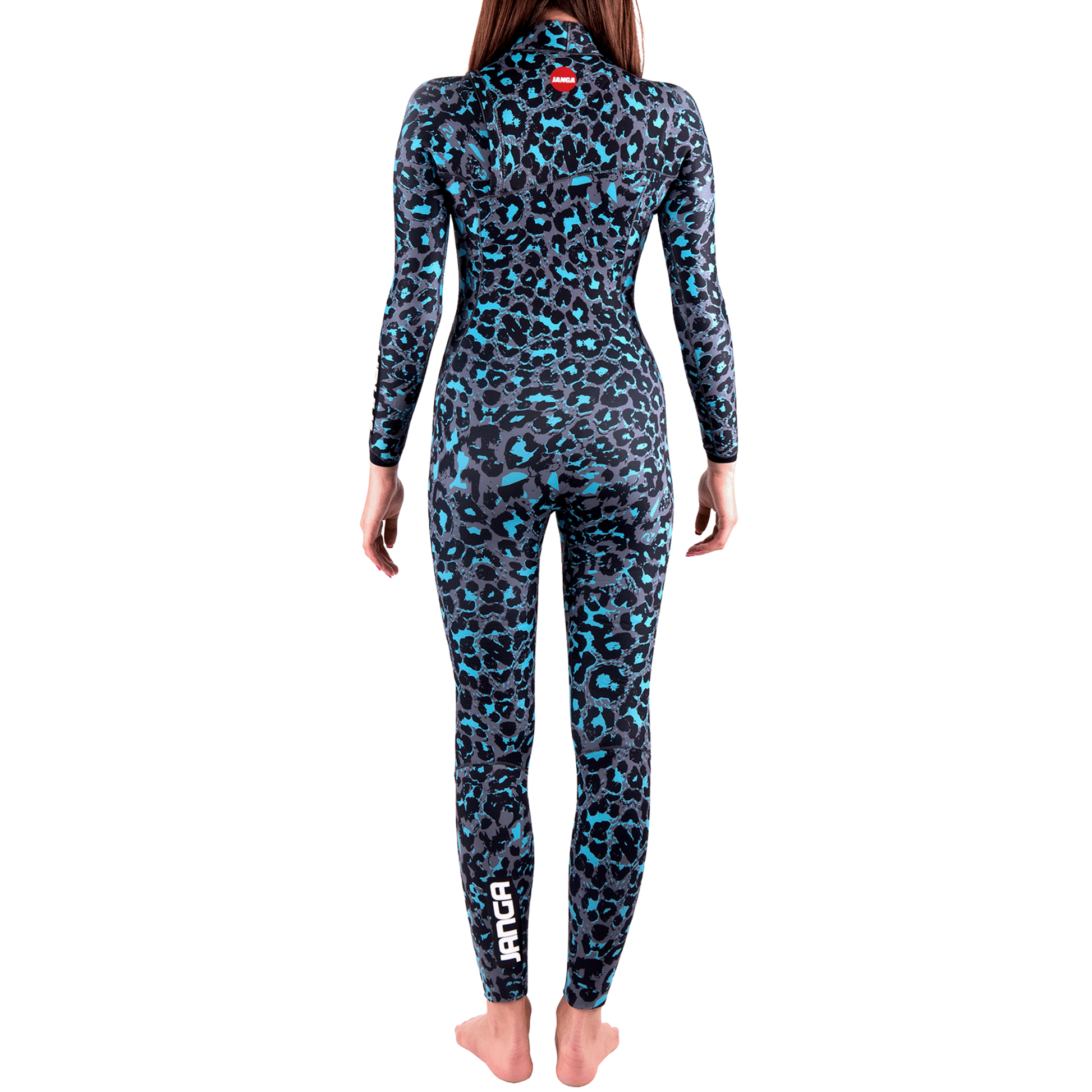 Back view – JANGA 4/3mm Grey eco-friendly surfing wetsuit