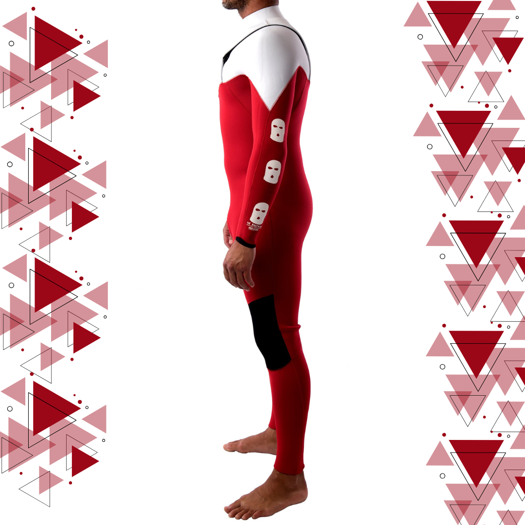 Wetsuit JANGA Bastard ZIP FREE 4/3mm White/Red