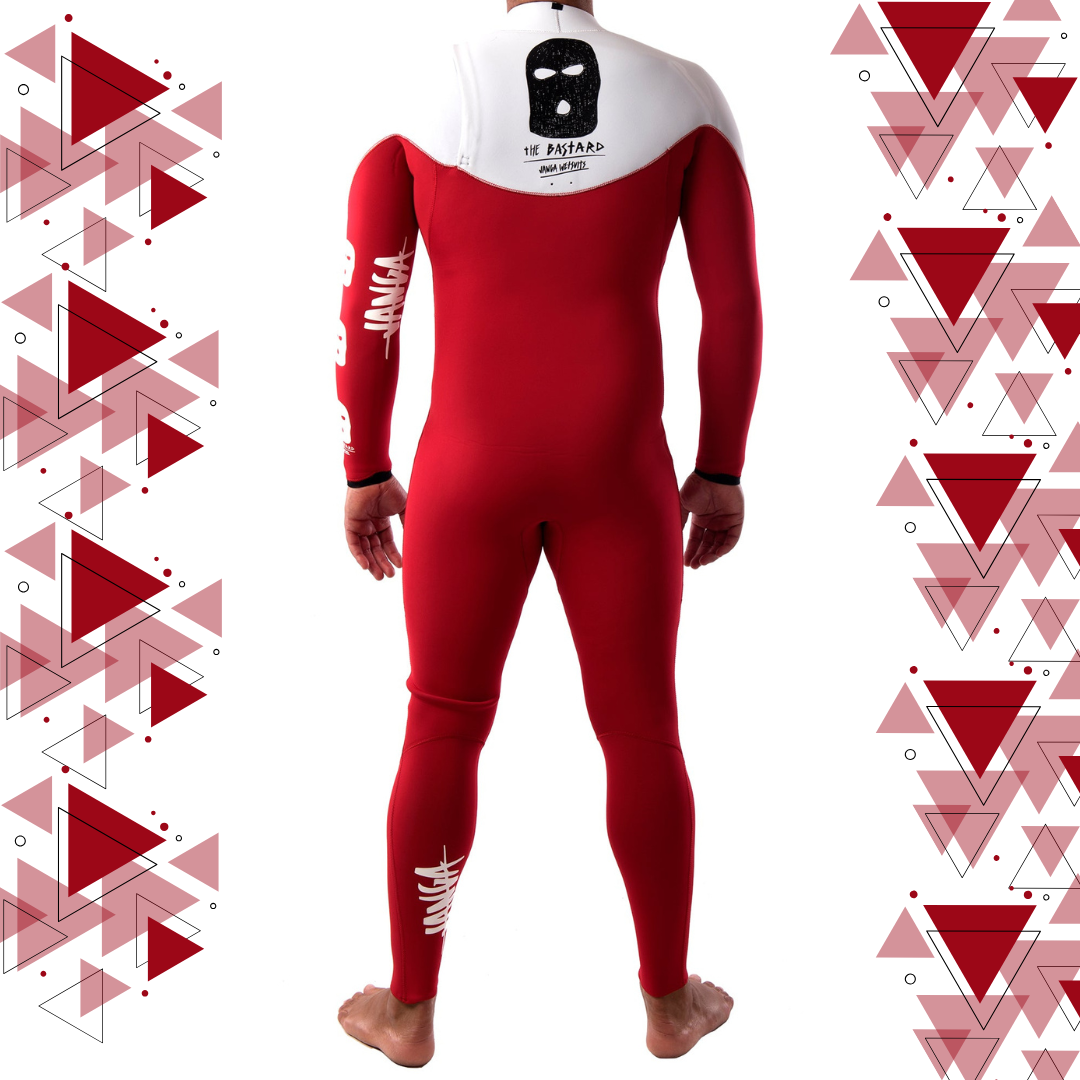 Wetsuit JANGA Bastard ZIP FREE 4/3mm White/Red