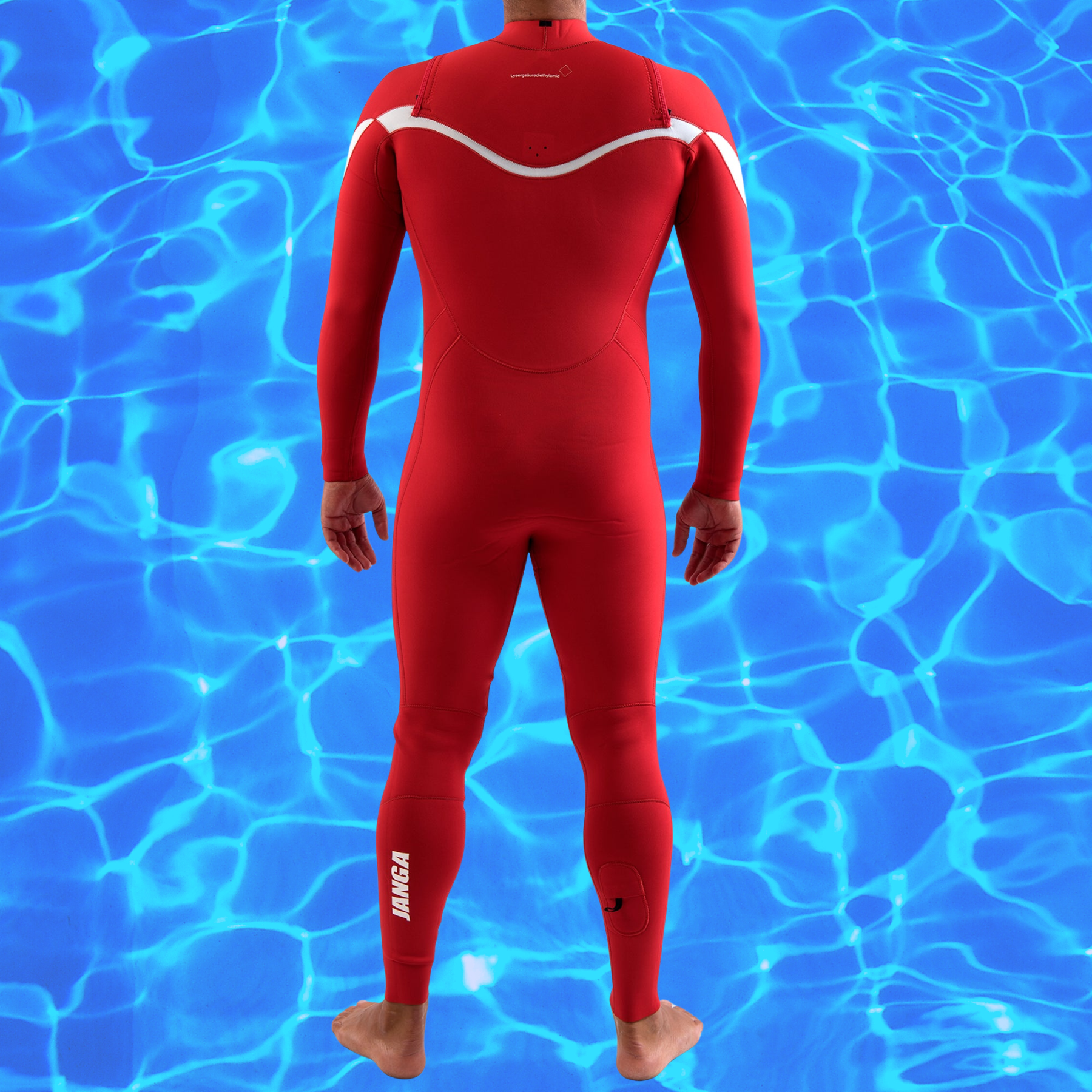 Back view of men’s JANGA ACID premium Yamamoto wetsuit