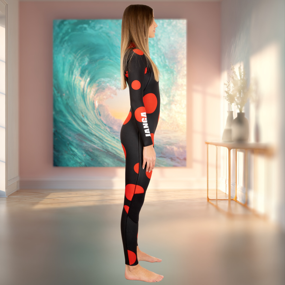 Wetsuit JANGA Phantom Blot 4/3mm black/red dot