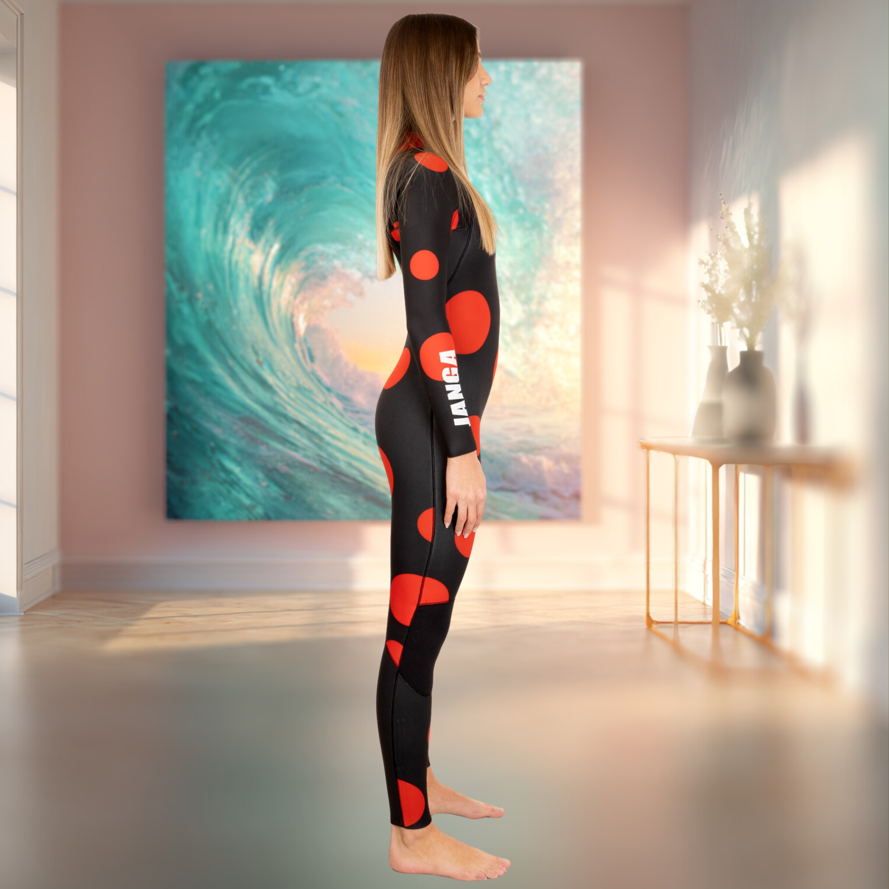 Wetsuit JANGA Phantom Blot 4/3mm black/red dot