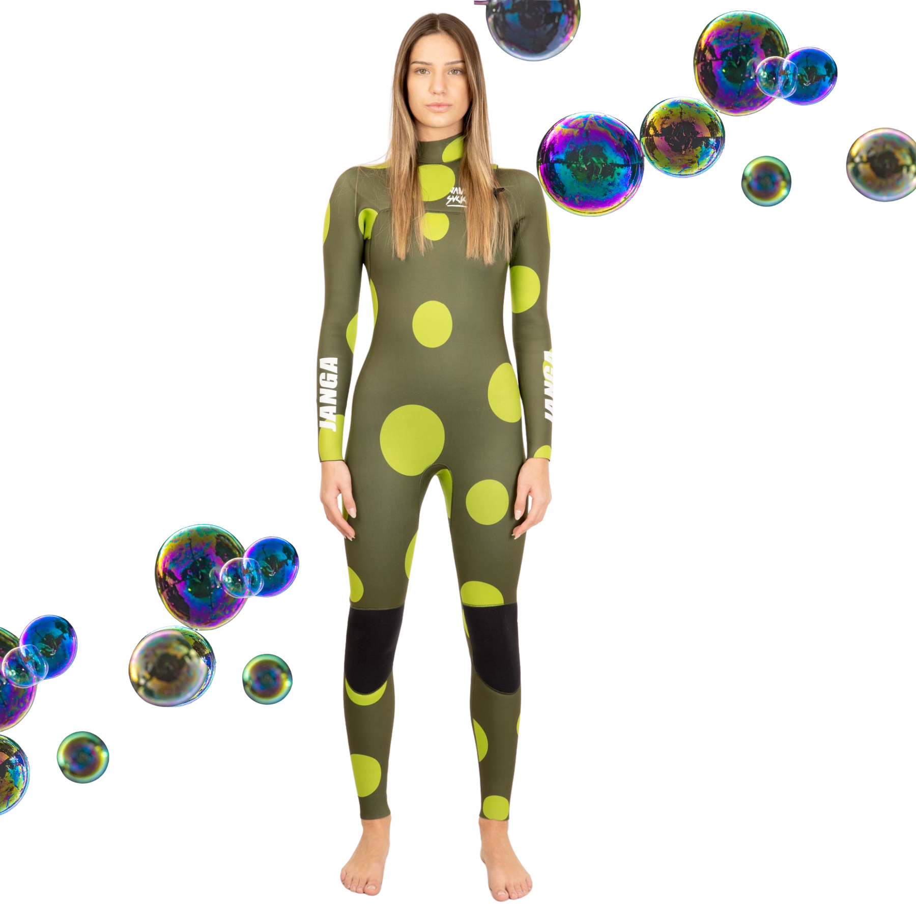 front view of Wetsuit JANGA Phantom Blot 4/3mm green
