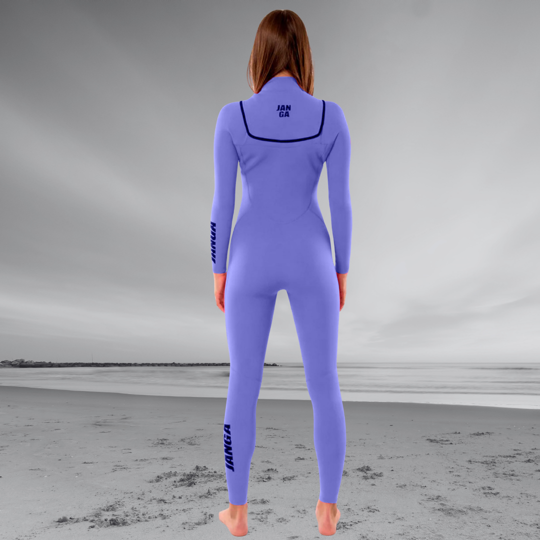 back view of Wetsuit JANGA FRONTLINE 4/3mm purple woman