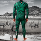 Back view – Men's JANGA Jangle 4/3mm Green premium limestone neoprene wetsuit