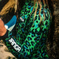 Close-up of green neoprene material – JANGA 4/3mm wetsuit
