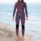 Close-up of red neoprene material – JANGA 4/3mm wetsuit