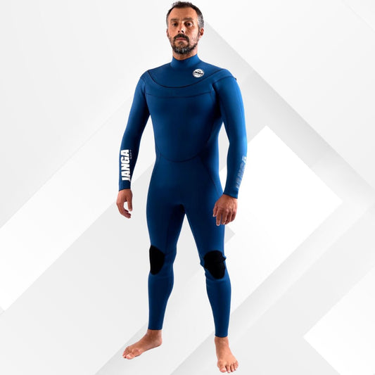 Front view – JANGA PLUS SERIES 4/3mm Blue wetsuit with Yamamoto limestone neoprene