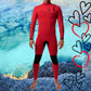 Front view – JANGA THE DARK HALF 4/3mm Red/Black zip-free wetsuit for cold waters