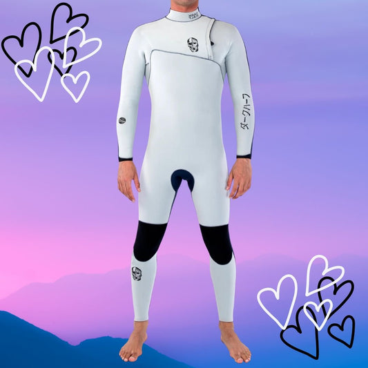 Front view – JANGA THE DARK HALF 4/3mm White/Black zip-free wetsuit for 12–17°C waters