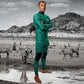 Front view – Men's JANGA Jangle 4/3mm Green wetsuit for 12–17°C surfing