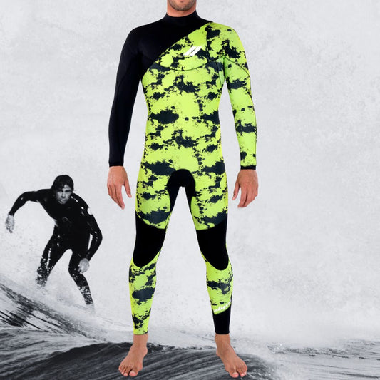 JANGA INDIGENT II TIE DYE 4/3mm Green wetsuit front view – ultra-light JANGAprene