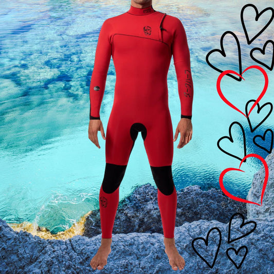 buy wetsuit  dark half red 4/3mm