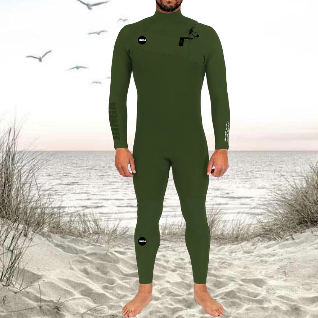 buy men wetsuit warm termo 4/3mm jantone janga green deep surf